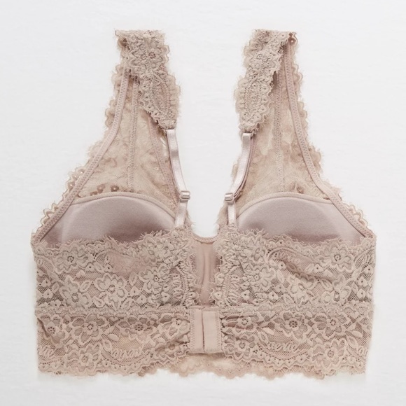Aerie Nude Eyelash Lace Plunge Bralette - Picture 2 of 8